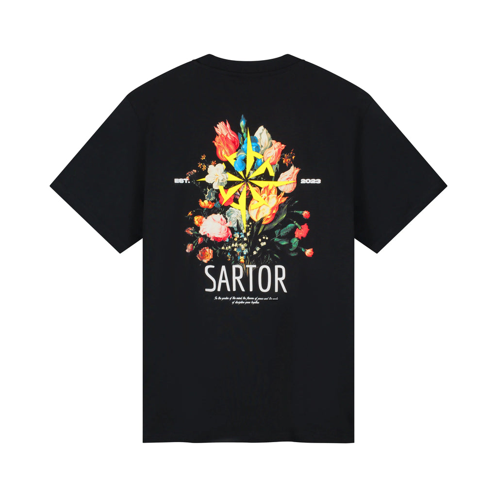 Floral Harmony - Pitch Black T-shirt