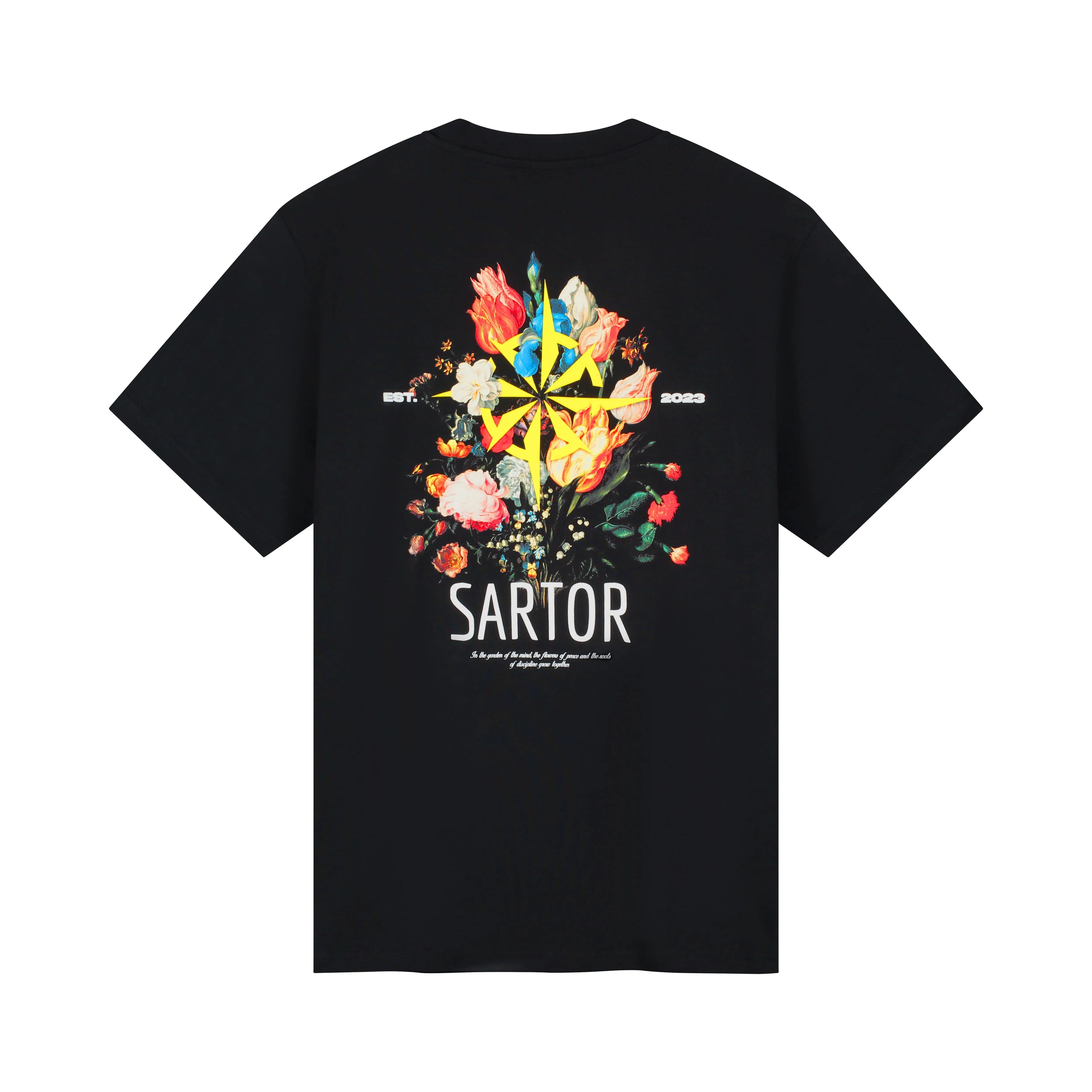 Floral Harmony - Pitch Black T-shirt