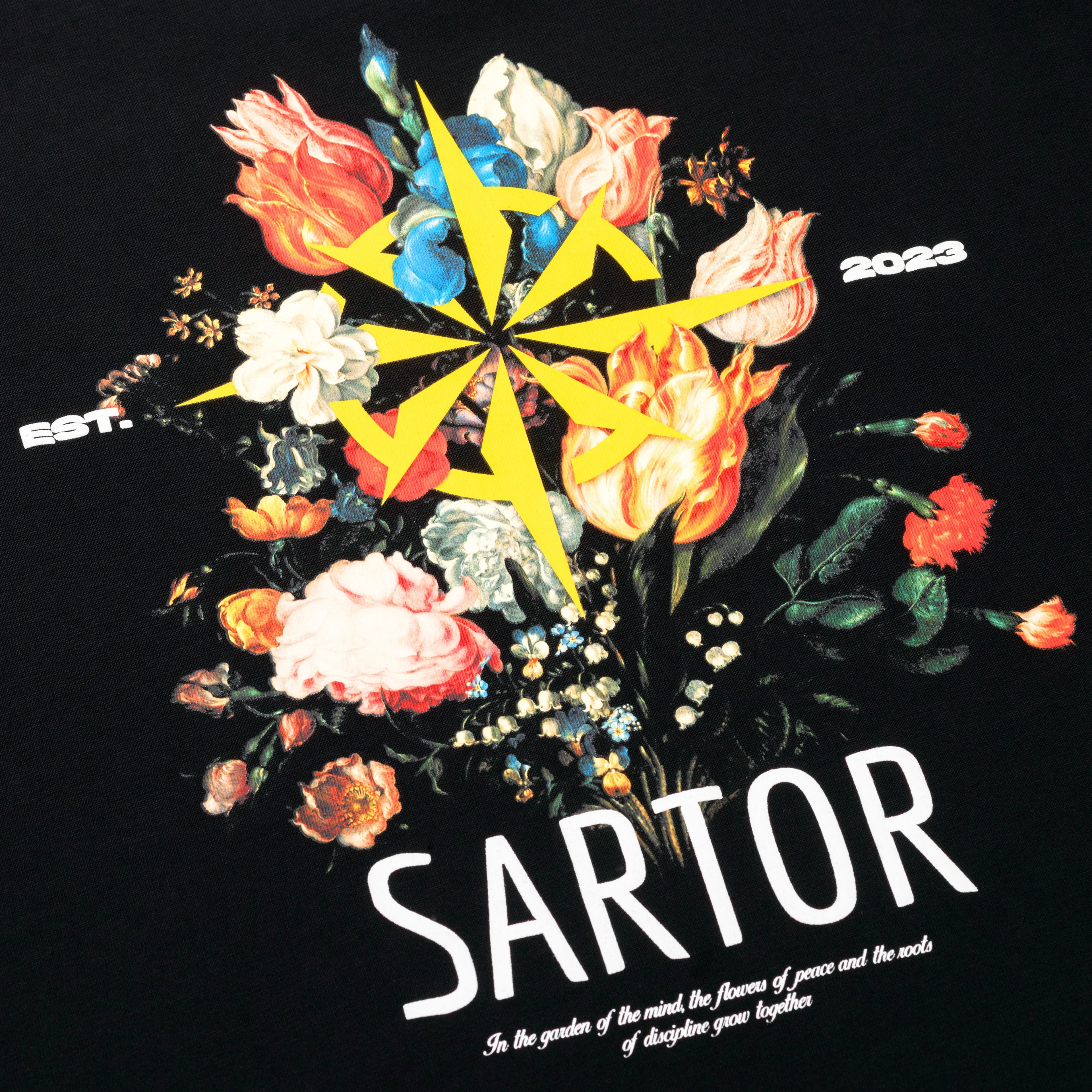 Floral Harmony - Pitch Black T-shirt